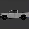 White Modern Pickup Truck Featuring Black Hood Stripe And Black Wheels