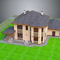 Single Family Home Gray Roof Beige Exterior With Covered Porch Stone Accents And Green Lawn