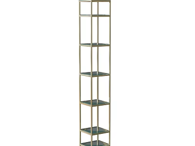 Tall Vertical Bookshelf With Metal Frame And Multiple Open Shelves Design 3d model