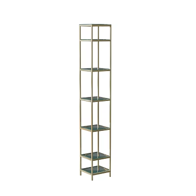 Tall Vertical Bookshelf With Metal Frame And Multiple Open Shelves Design 3d model
