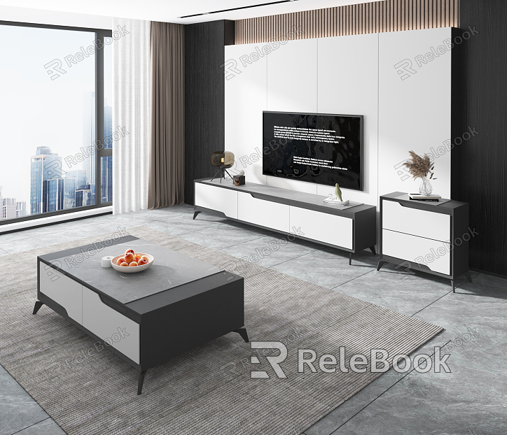 Modern TV Background Wall Simple TV Cabinet Decorations model