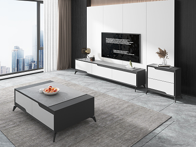 Modern TV Background Wall Simple TV Cabinet Decorations model