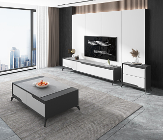 Modern TV Background Wall Simple TV Cabinet Decorations 3d model