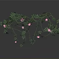Animal Shaped Structure Crafted From Vines With Pink Flowers And Green Leaves