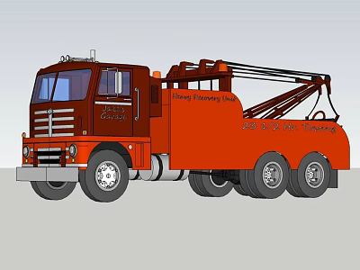 Red Functional Tow Truck With Towing Service Equipment And Structure 3d model
