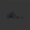 Detailed 3D Model of Wheeled Military Artillery Cannon with Gray Finish