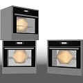 Modern Stainless Steel Kitchen Ovens With Digital Display And Multiple Sizes 3d model