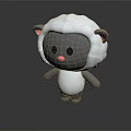 Adorable Cartoon Sheep Character With White Wool Grey Body Pink Ears And Black Eyes