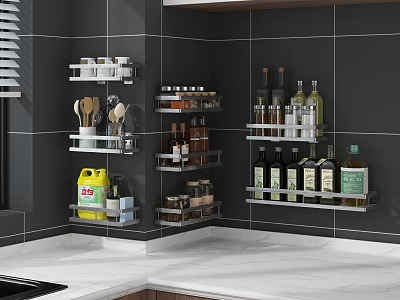 Wall Mounted Stainless Steel Bathroom Cabinet Rack With Multilayer Storage For Toiletries And Bottles 3d model