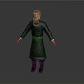 Detailed 3D Character Model With Black Robe Beard And Standing Pose