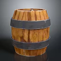 Rustic Decorative Wooden Barrel Furniture with Metal Hoops and Natural Wood