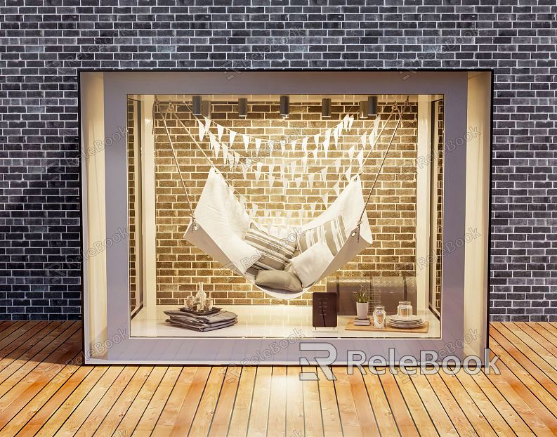 Modern Window Advertising Window Display Cabinet Hammock Pillow Household Goods Mat Glass Cup model