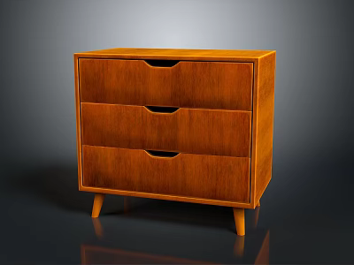 Wooden Entryway Side Cabinet With Three Drawers And Sturdy Wooden Legs Design 3d model