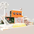 Mistine Orange Container Exhibition Booth With Decorative Design Elements And Brand Signage 3d model