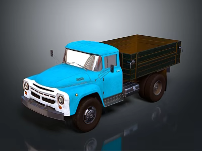 Vintage Blue Truck Featuring Open Cargo Bed and Classic Exterior Design 3d model