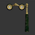 Vintage Green And Gold Binoculars With Decorative Handle And Dual Lens For Living Accessories
