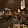 Traditional Tea House Interior Design With Wooden Furniture Decorative Lanterns And Cozy Seating