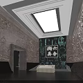Modern Exhibition Hall Interior Design with Display Walls Lighting and Visitors