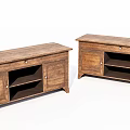Pair of Wooden TV Cabinets With Drawers And Open Storage Compartments