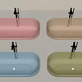 Transparent Glass Oval Bathtubs In Red Brown Blue Yellow With Metal Stands