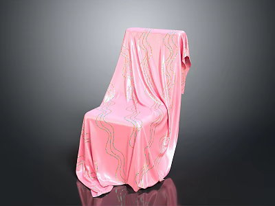 Stylish Pink Cloth Covered Chair With Wavy Line Pattern Design 3d model