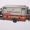 Red And White Ambulance Emergency Medical Vehicle With Exterior Lights And Rescue Design