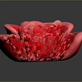 Vibrant 3D Red Rose with Detailed Layered Petals on Dark Background