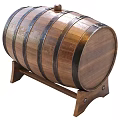 Classic Wooden Household Barrel With Metal Hoops And Durable Wooden Stand