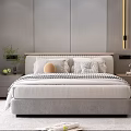 Modern Background Double Bed Double Bed 3d model