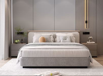 Modern Background Double Bed Double Bed 3d model