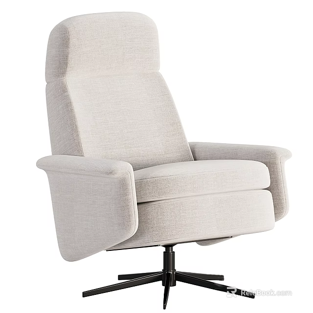 Beige Upholstered Office Chair With High Back Armrests And Swivel Base 3d model 