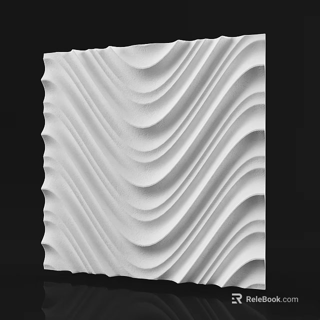 White Decorative Wall Panel With 3D Wavy Texture For Modern Interior 3d model