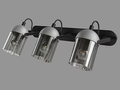 Modern Wall Light With Three Cylindrical Transparent Glass Shades And Black Base 3d model