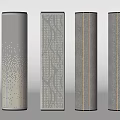 Modern Decorative Columns With Different Textured Surfaces And Geometric Patterns