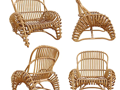 Stylish Handwoven Rattan Leisure Chair With Comfortable Design And Durable Structure 3d model