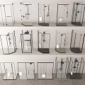Shower shower partition shower towel rack 3d model