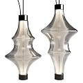 Modern Transparent Glass Pendant Lights with Layered Geometric Design and Textured Surface for Interior Decor
