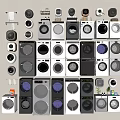 Various Washing Machine Models Displayed On Wall With Different Styles And Sizes 3d model