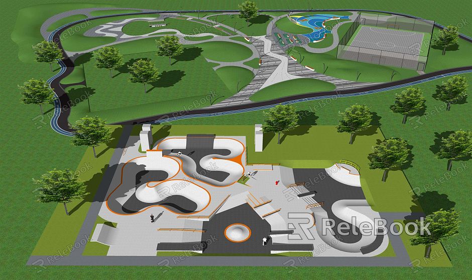 modern park skateboard venue skateboard park roller skating field street extreme sports sports park square model