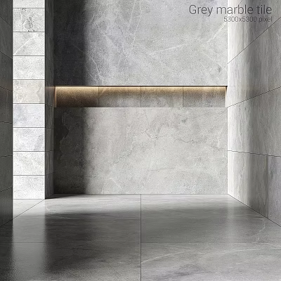 Textured Gray Stone Interior With Modern Metal Decorative Component And Floor 3d model