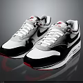 Nike White Black Red Sneakers With Swoosh Logo Sporty Casual Footwear