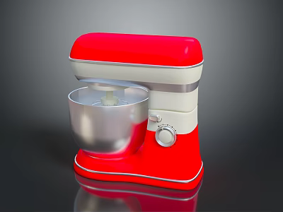 Red Stand Mixer With Silver Mixing Bowl And White Control Panel For Home Kitchen Use 3d model