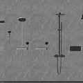 Modern Shower Head Systems With Different Types And Black White Wall Mounted Styles 3d model