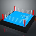Boxing Ring With Blue Mat White Ropes Red Corner Posts And Steps 3d model