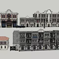 Classical Commercial Complex With Multi Storey Design Retail Shops And Ornate Facades 3d model