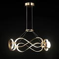 Modern Intertwined Curved Metal Chandelier Featuring Golden Frame And Warm Lighting Glow