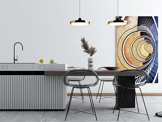 Modern Bar Chair Combination Bar Dining Table and Chair 3d model