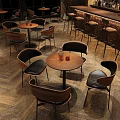 Bar Interior Design With Wooden Tables Black Chairs And Bar Counter Setup