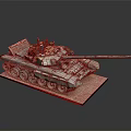 Detailed Military Tank Model With Soldiers Tracks And Long Cannon On Display Base