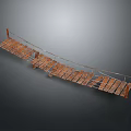 Traditional Wooden Suspension Bridge Design With Rope Railings And Wooden Planks